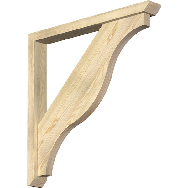 Ekena Millwork Funston Slat Rough Sawn Bracket w/ Offset Brace, Douglas Fir, 4"W x 34"D x 34"H BKT0402X34X34FST06RDF - main